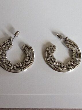 Brighton Serendipity Heart Design Silver Plated Pierced Hoop Earrings